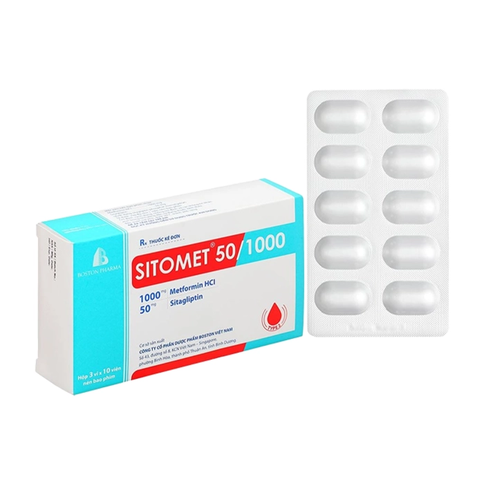 Sitomet 50/1000 Boston Pharma 3 vỉ x 10 viên