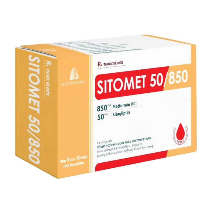 Sitomet 50/850 Boston Pharma 3 vỉ x 10 viên
